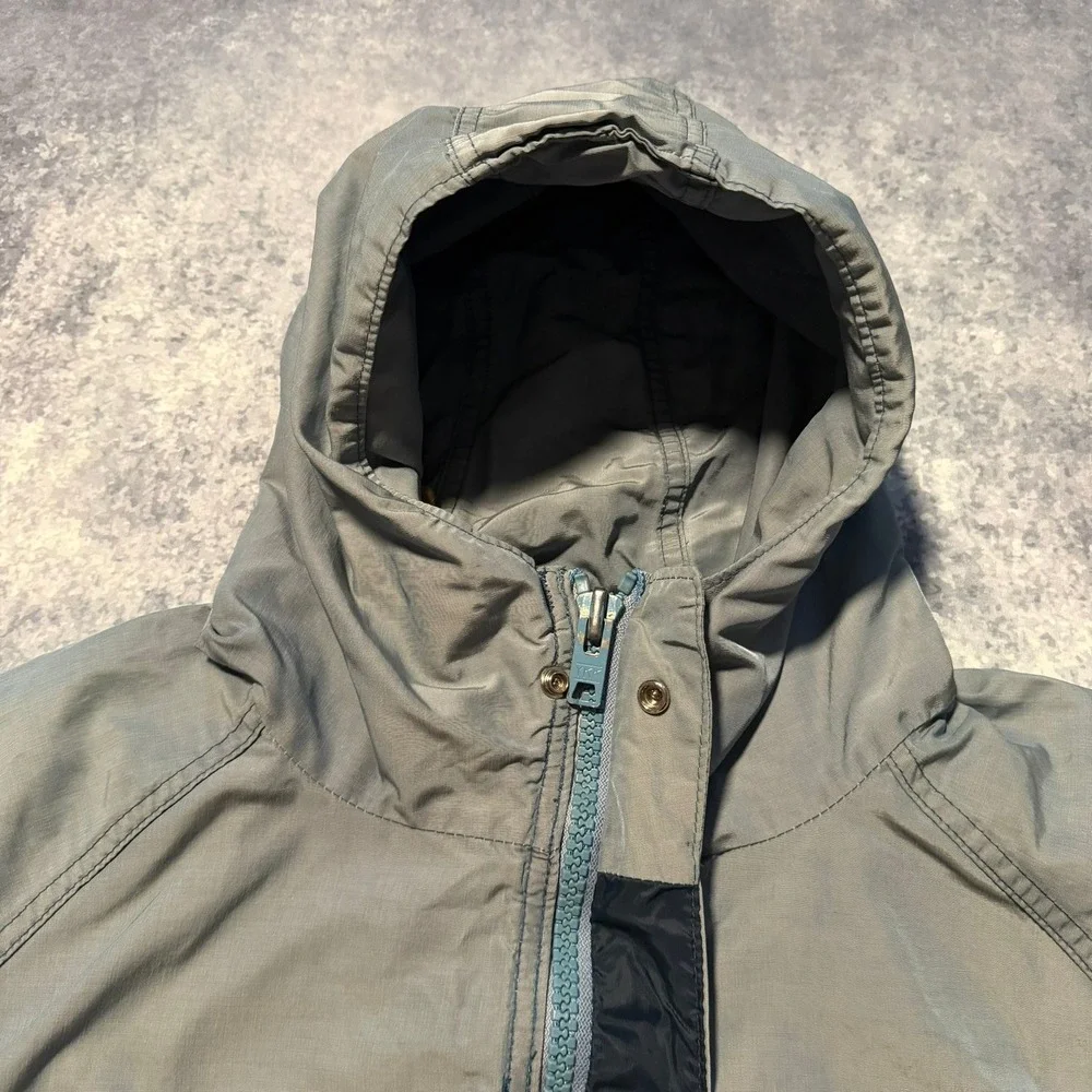 Vintage LL Bean Hooded Field Jacket Mens Medium‎ Gray Blue Made in USA Parka